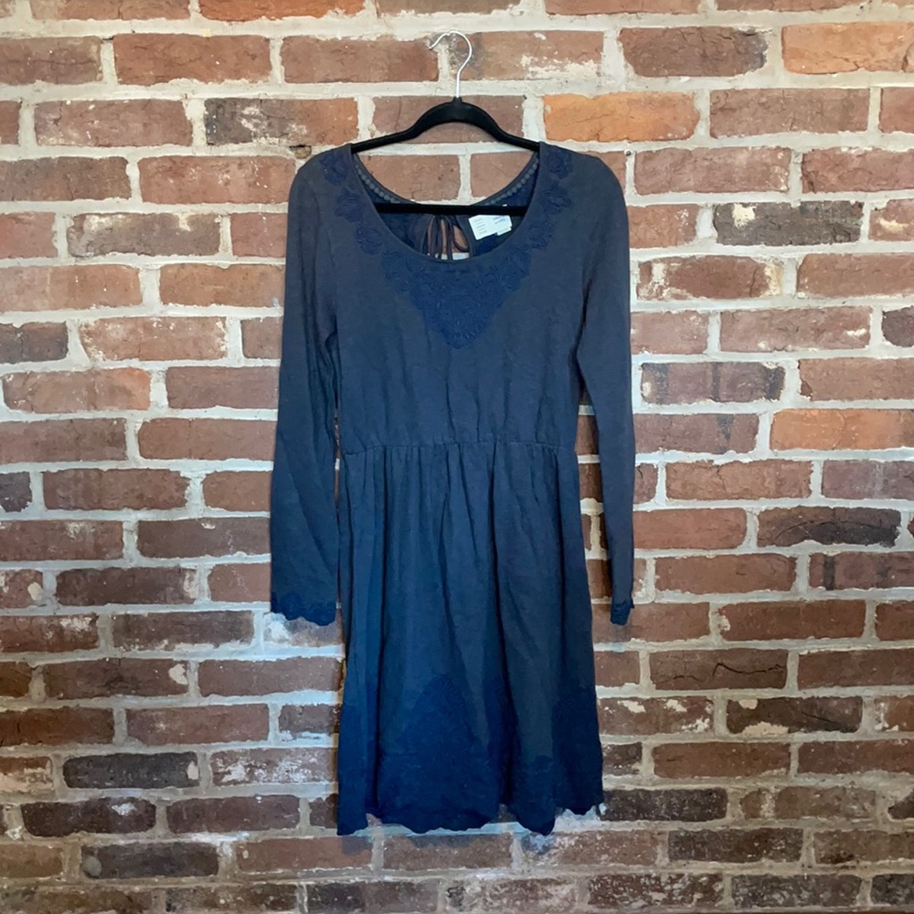 Anthropologie, navy blue, long sleeve dress, knee length, size small